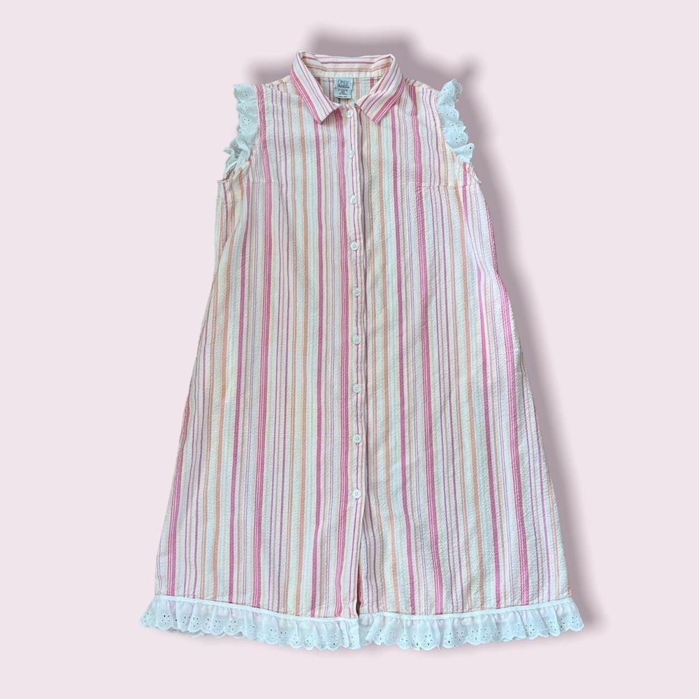 Vintage button down nightgown with ruffle trim